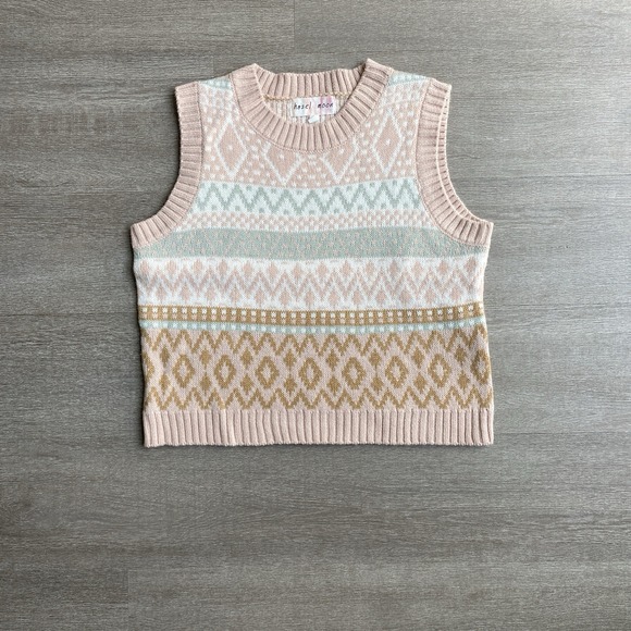 Hazel Moon Sweaters - Hazel Moon Small Pink‎ Preppy Sweater Vest Cozy Argyle Sleeveless Women's 1409